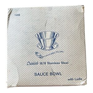 New in packaging vintage stainless steel sauce bowl with ladle
